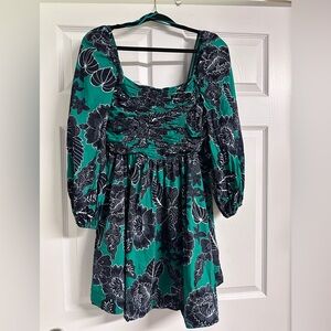 Caroline Constas Green and Black Patterned Dress Size Medium